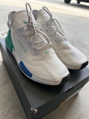 adidas NMD White with Teal & Blue Accents Men's Sneakers